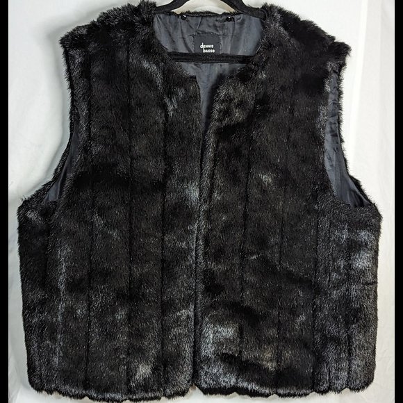 DENNIS BASSO 3X Black Lightwt Faux Fur Vest Lining for Dennis Basso Denim Jacket - Picture 6 of 7